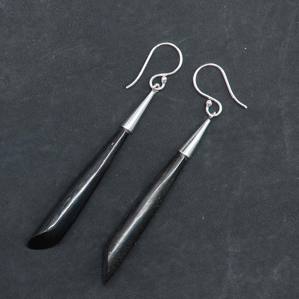 Horn Ohrringe an 925 Silber edler Ohrschmuck zeitlose schön