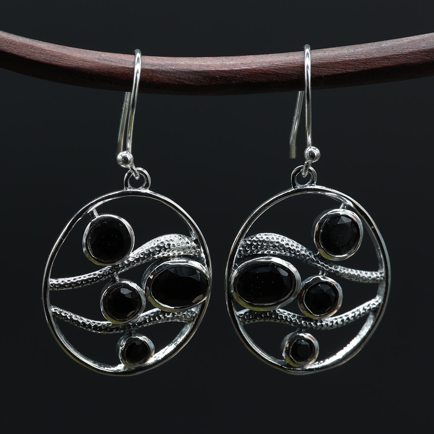 Onyx Ohrschmuck design Hänger 925 Silber