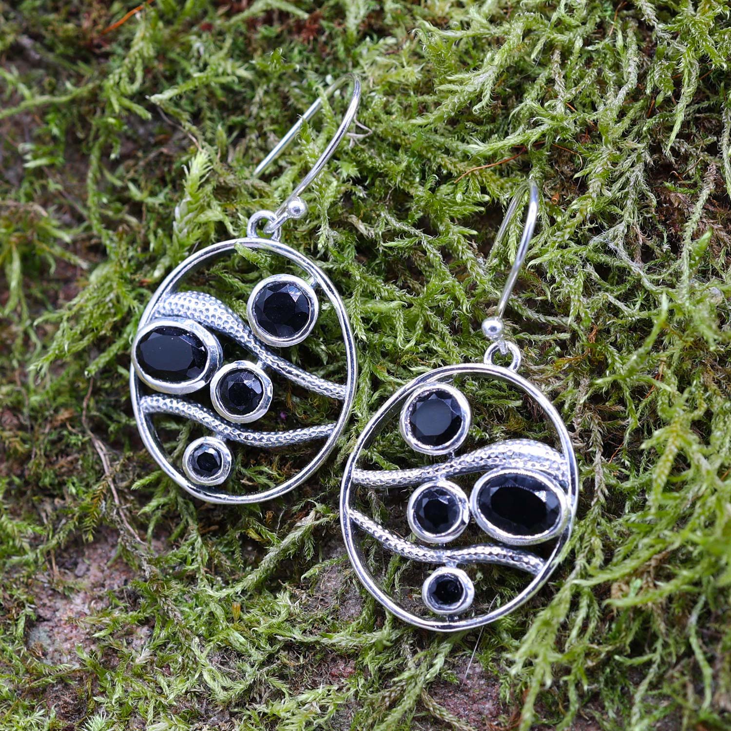 Ausgefallene Onyx Ohrringe Sterlingsilber Design Ohrschmuck