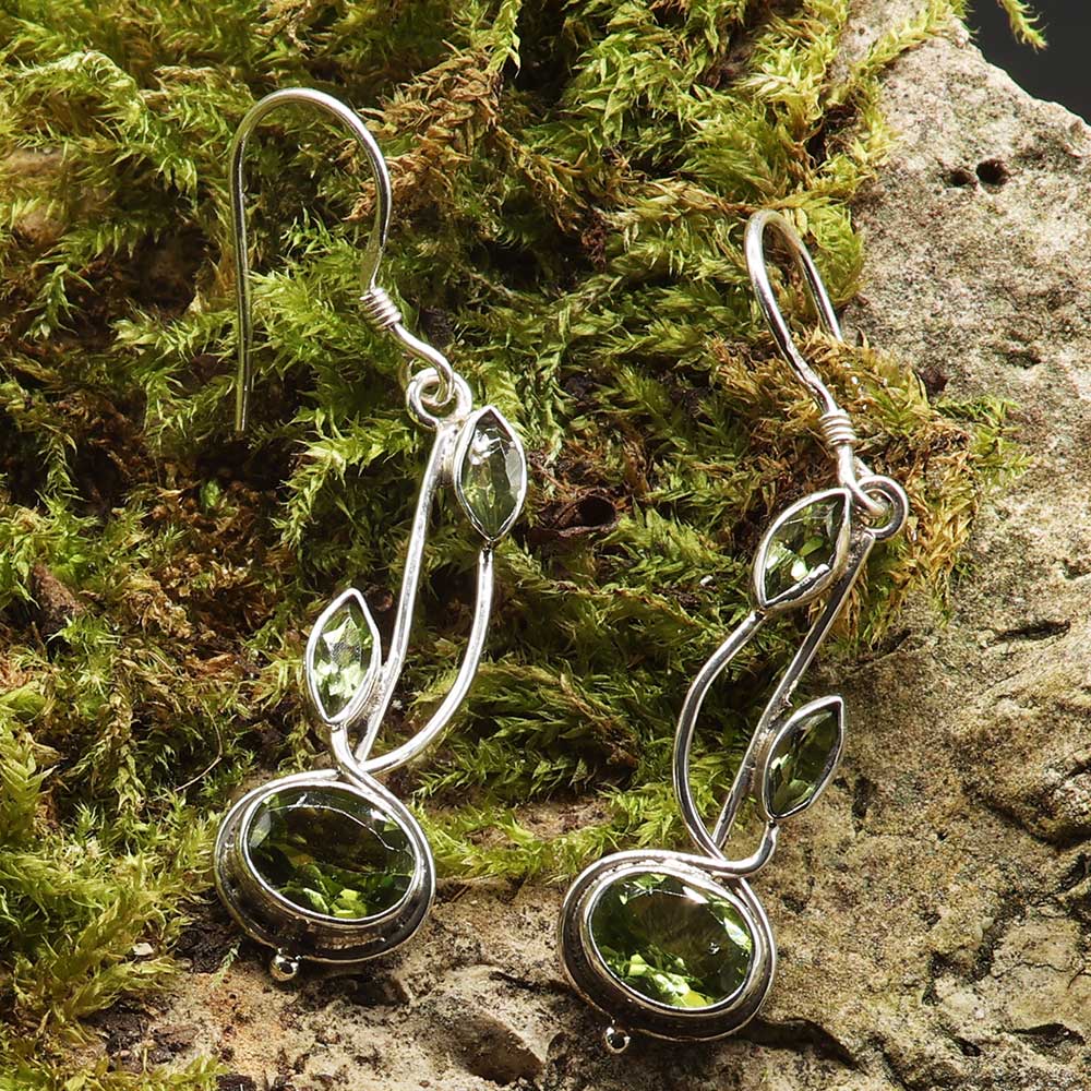 Peridot Ohrringe Edelstein 925 Silber Ohrringe edel Handarbeit