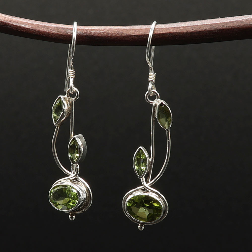 Peridot Ohrringe Edelstein Einhänger Ohrschmuck 925 Silbergrün