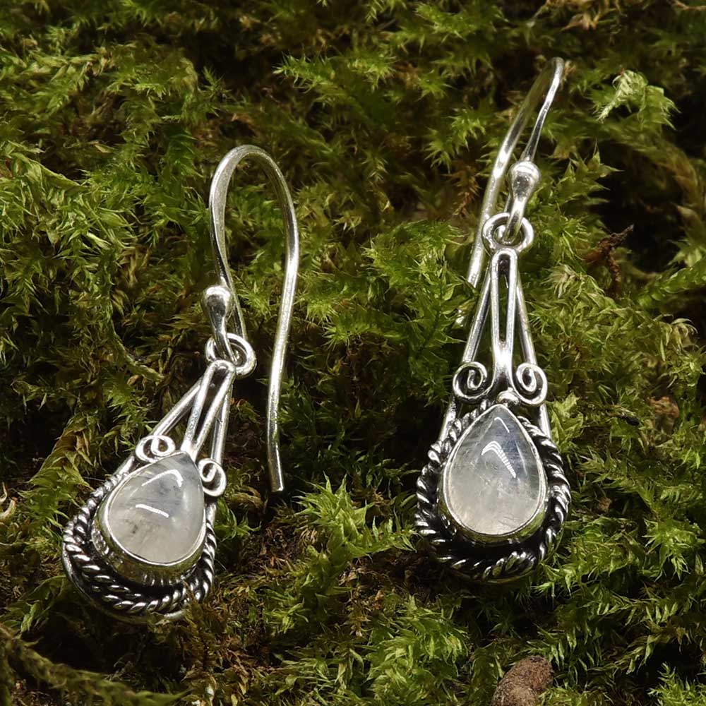 Mondstein Ohrringe 925 Silber Hänger edler Silberschmuck