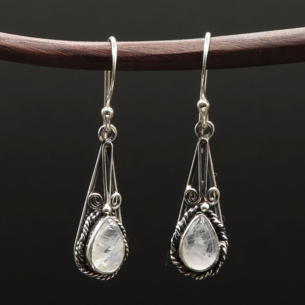 Mondstein Edelstein Ohrringe aus 925 Silber Hänger edler Silberschmuck