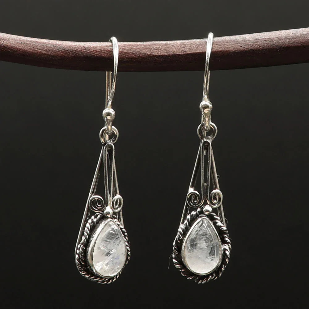 Mondstein Edelstein Ohrringe aus 925 Silber Hänger edler Silberschmuck