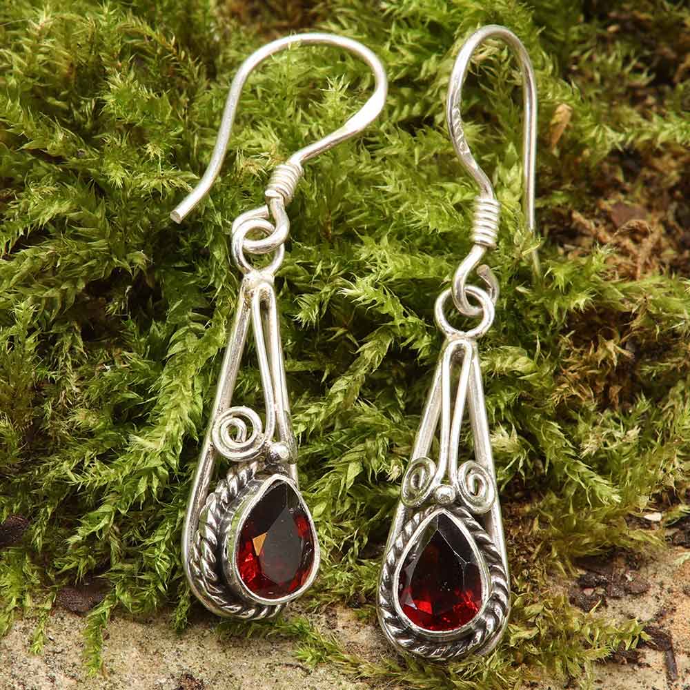 Granat Ohrringe Ohrhänger edler Silberschmuck mit Edelsteinen 925 Silb