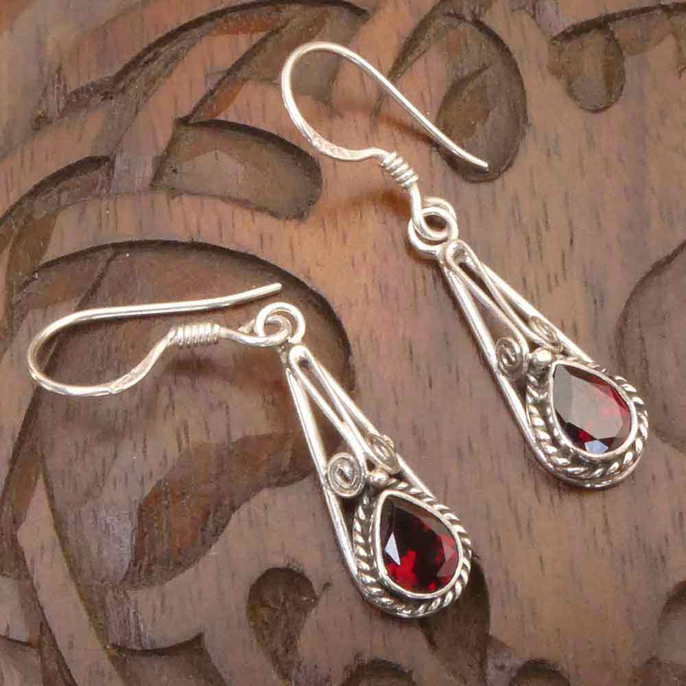 Granat Ohrringe Ohrhänger edler Silberschmuck