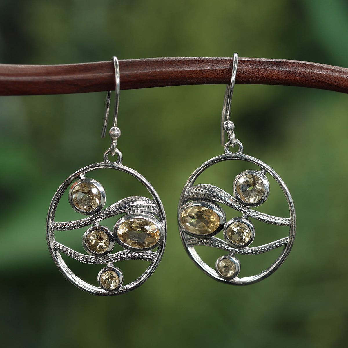 Citrin Ohrringe außergewöhnlich 925 Silber Ohrhänger edel