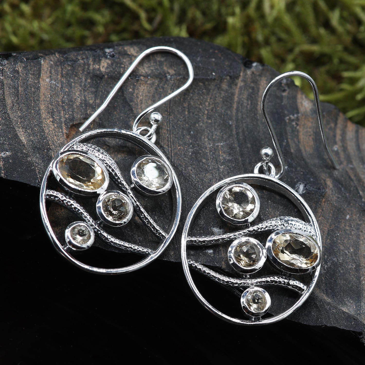 Citrin Ohrringe Silber Edelstein 925 Silber