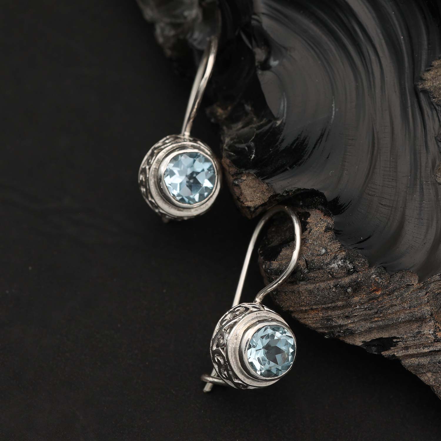 Ohrhänger Edelstein Blauer Topas Ohrringe Damen schmuck