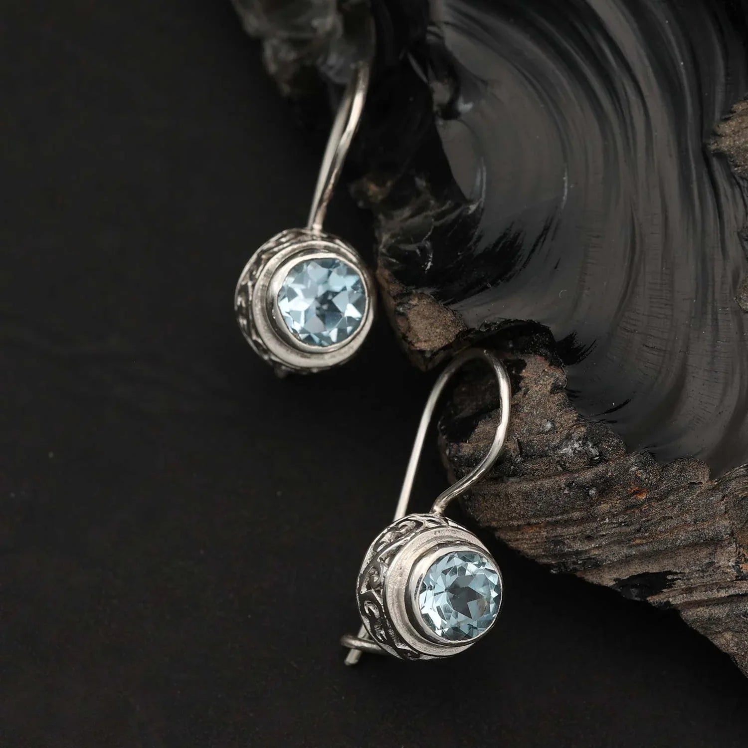 Ohrhänger Edelstein Blauer Topas Ohrringe Damen schmuck