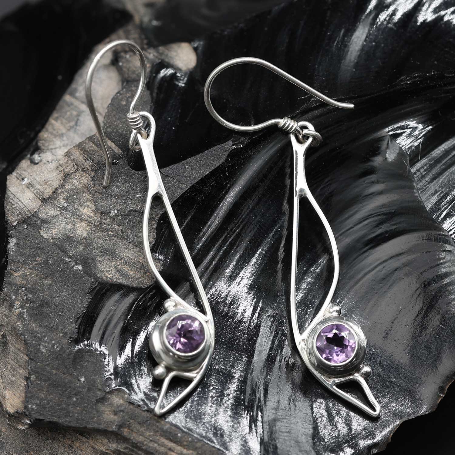 Amethyst Ohrringe 925 Silber Edelstein