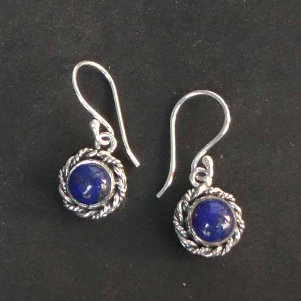 Lapislazuli Ohrringe Edelstein Ohrschmuck blau Damen Einhänger 925 Silber