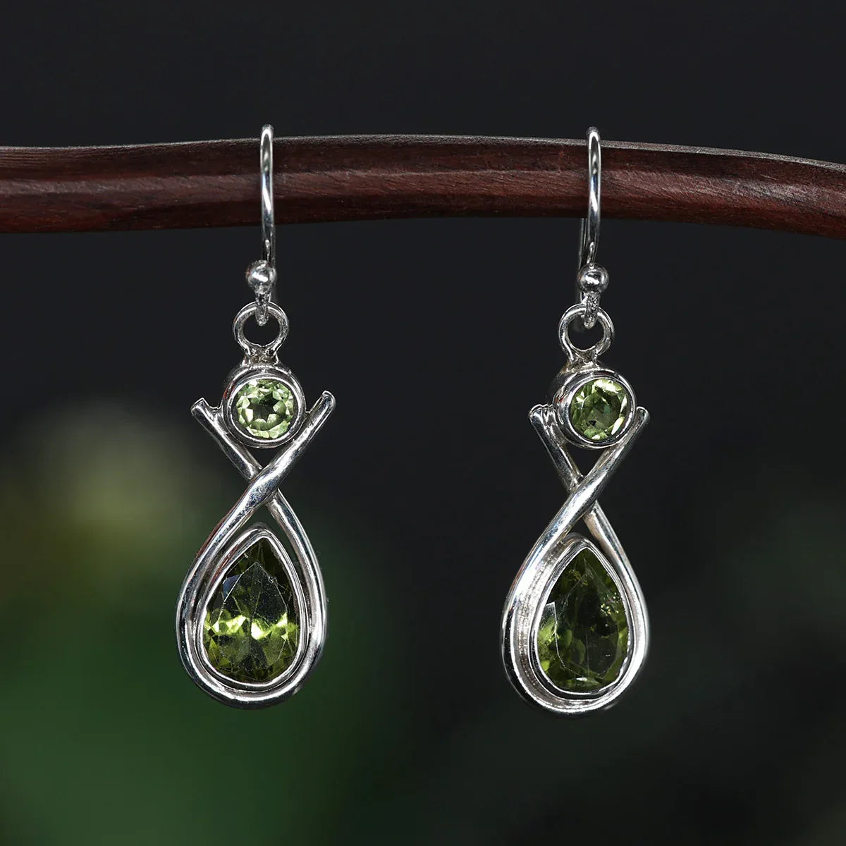 Peridot Ohrhänger Edelstein Ohrringe feine Einhänger 925 Silber