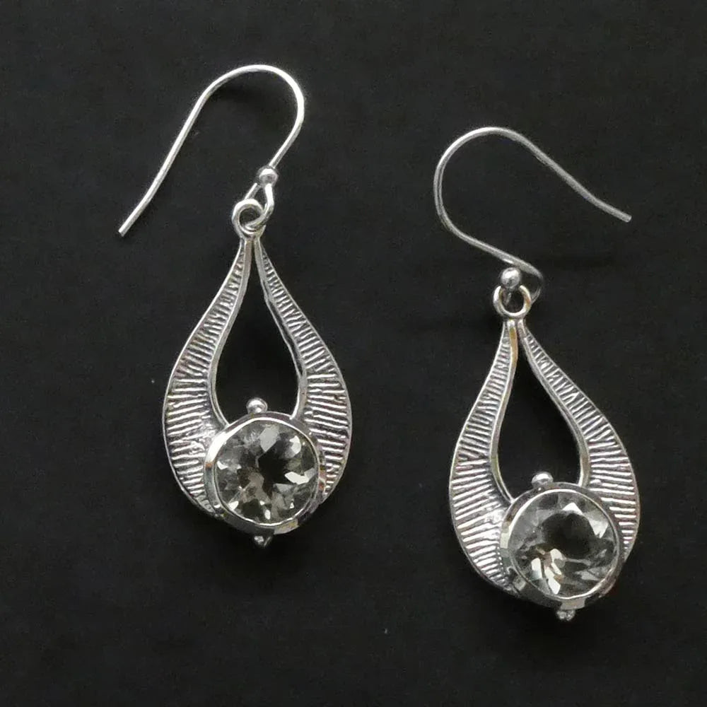 Ohrringe Grüner Amethyst Design Schmuck 925 Silber Einhänger Edelstein