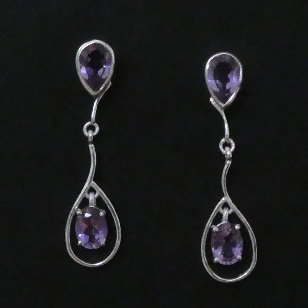 Edle Amethyst Ohrhänger 925 Silber Schmuck - hochwertig verarbeitet