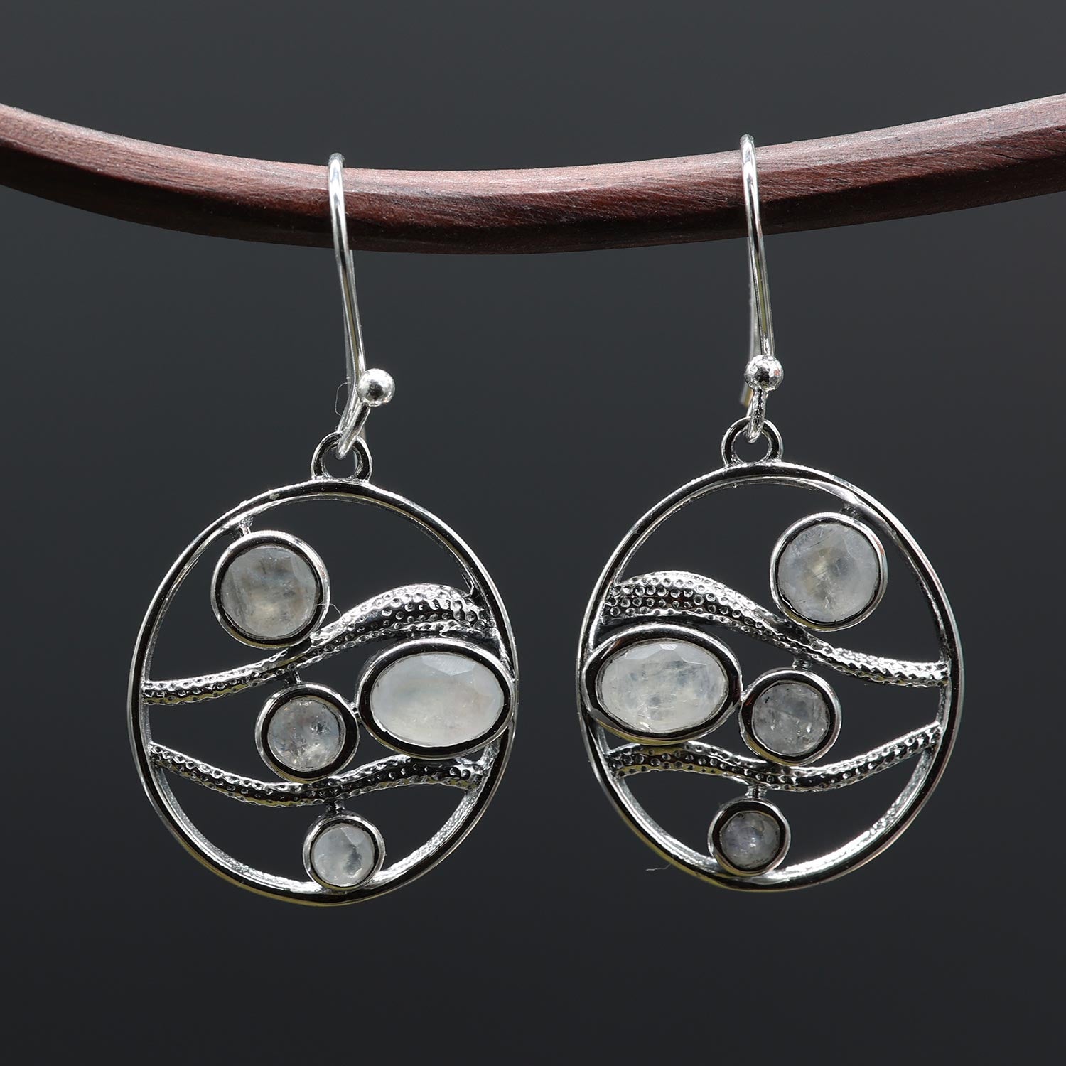 Mondstein Ohrschmuck design 925 Silber elegant