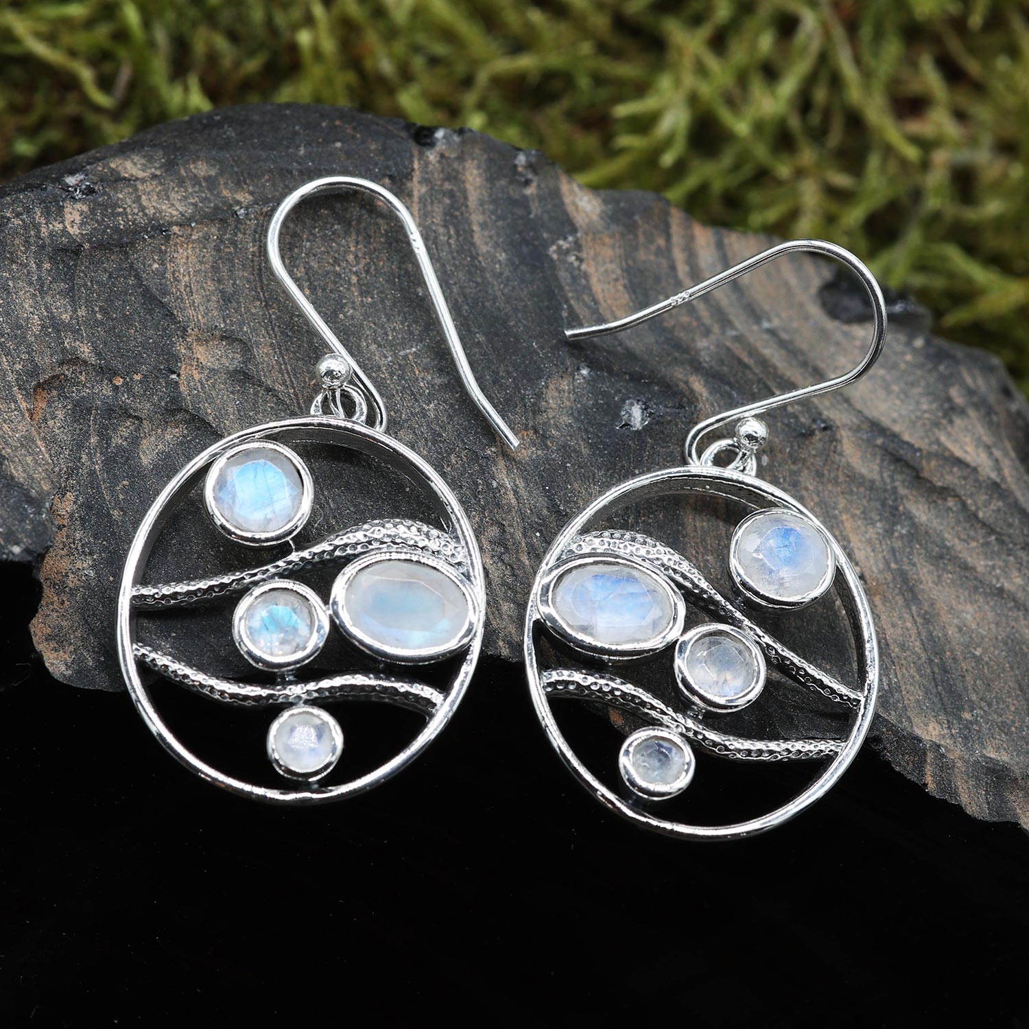 Mondstein Ohrschmuck Silber Edelstein Design
