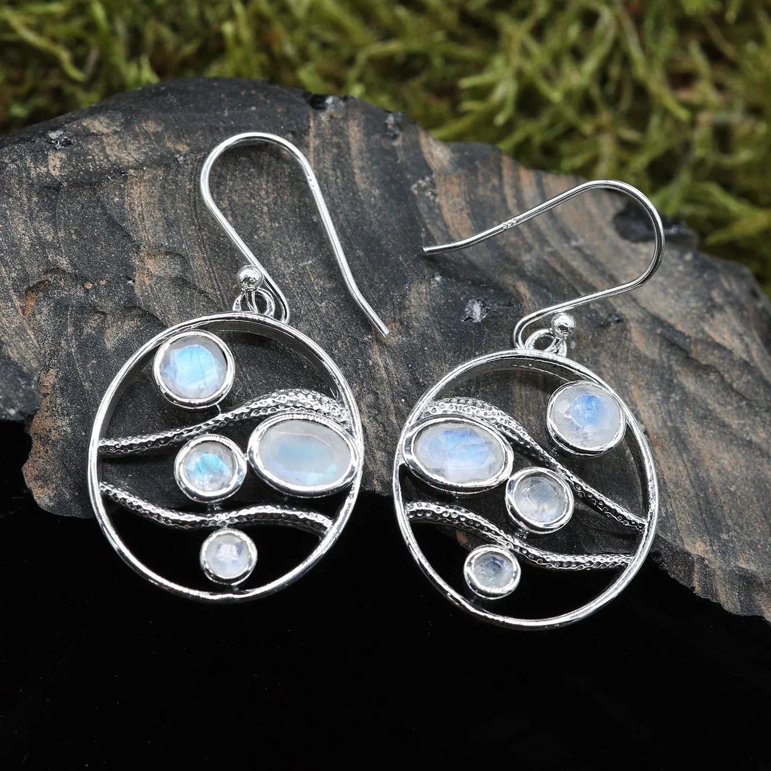 Mondstein Ohrschmuck Silber Edelstein Design