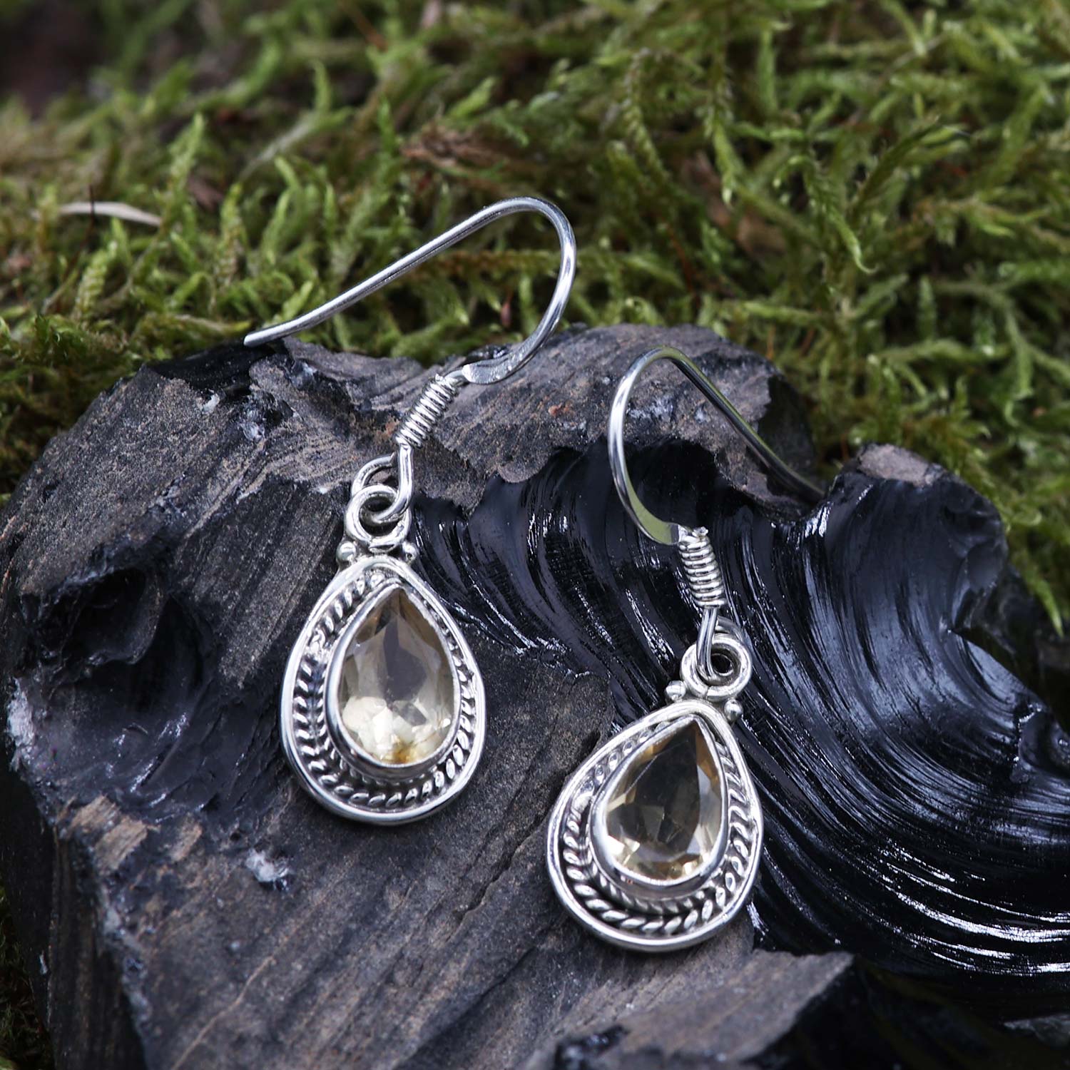 Feine Citrin Ohrhänger aus edelem 925 Sterlingsilber
