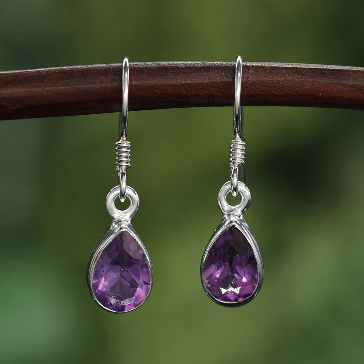 Zeitlose Amethyst Ohrringe Edelstein Ohrschmuck Ohrhänger 925er Silber