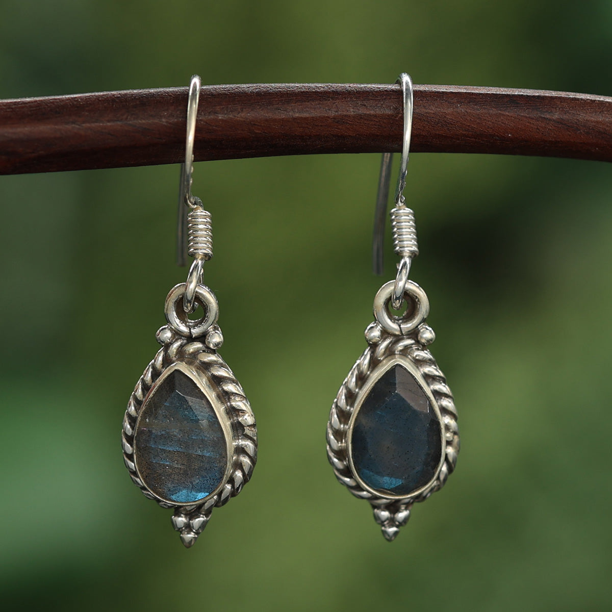 Labradorit Ohrringe Edelstein Ohrschmuck Ohrhänger 925er Silber