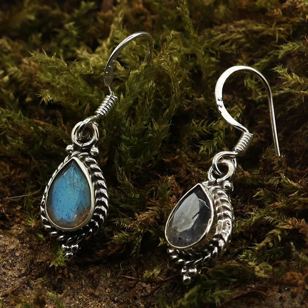 Labradorit Ohrringe zwitlos 925er Silber Design ausgefallener Ohrschmuck