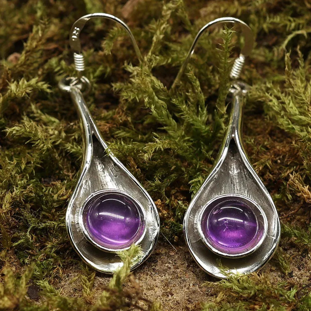 Ausgefallene Amethyst Ohrringe Silber 925 Ohrschmuck edel