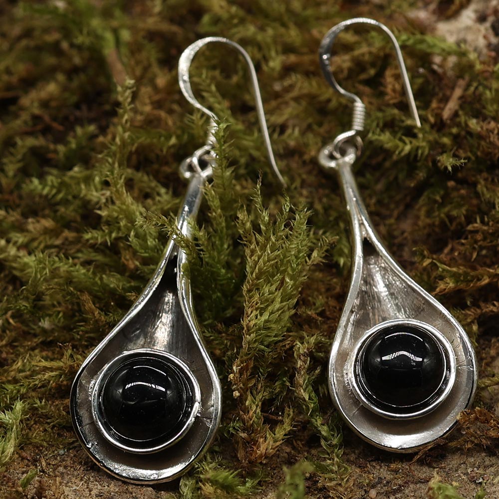 Ausgefallene Onyx Ohrringe Silber 925 Ohrschmuck edel