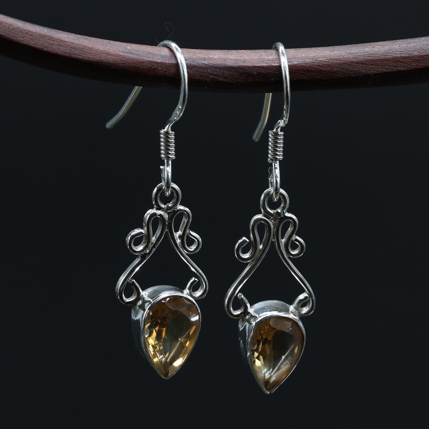 Citrin Ohrhänger sehr elegant 925 Silber