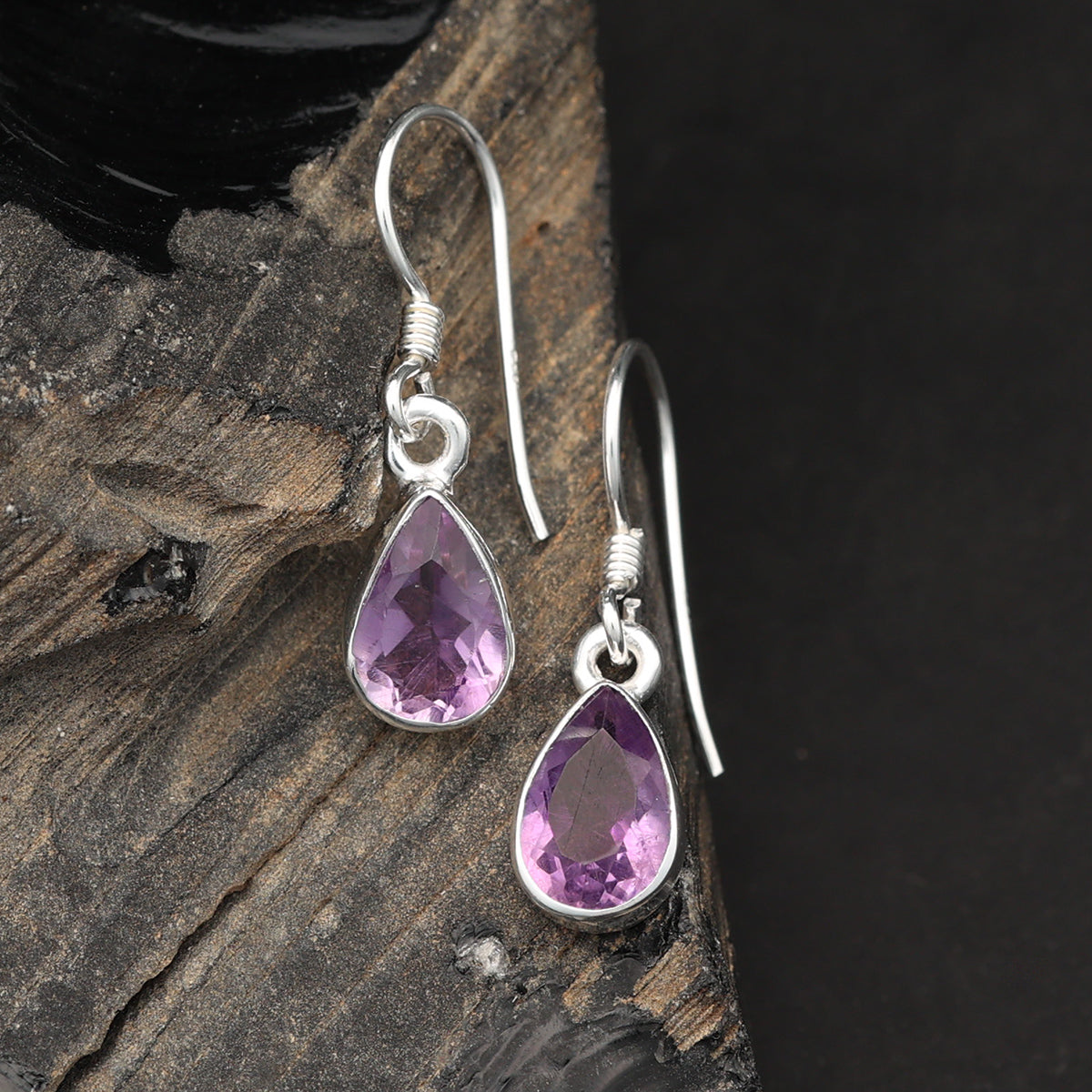 Amthyst Edelstein Ohrringe 925 Silber Ohrschmuck