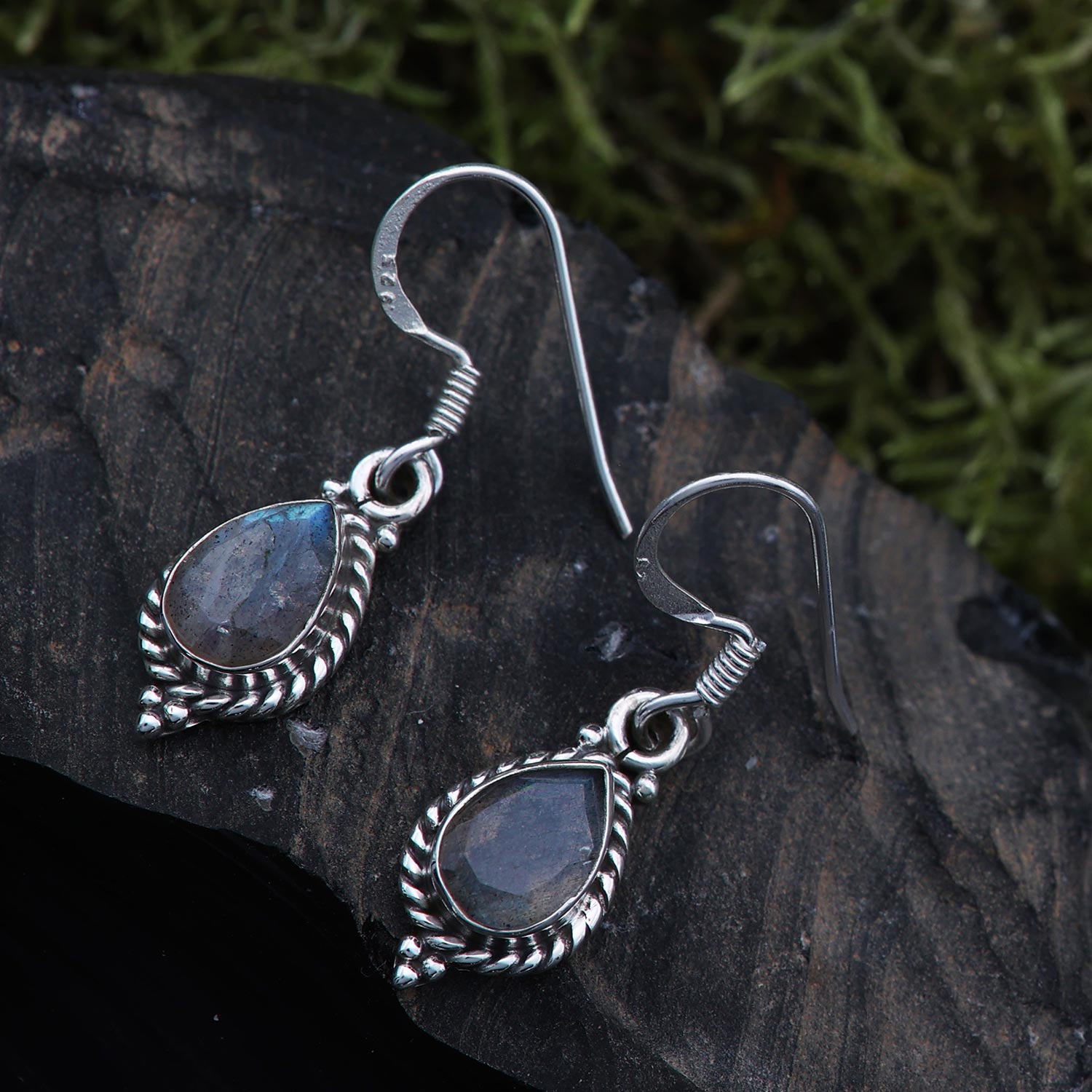 Labradorit Ohrringe Silber Edelstein 925 Silber