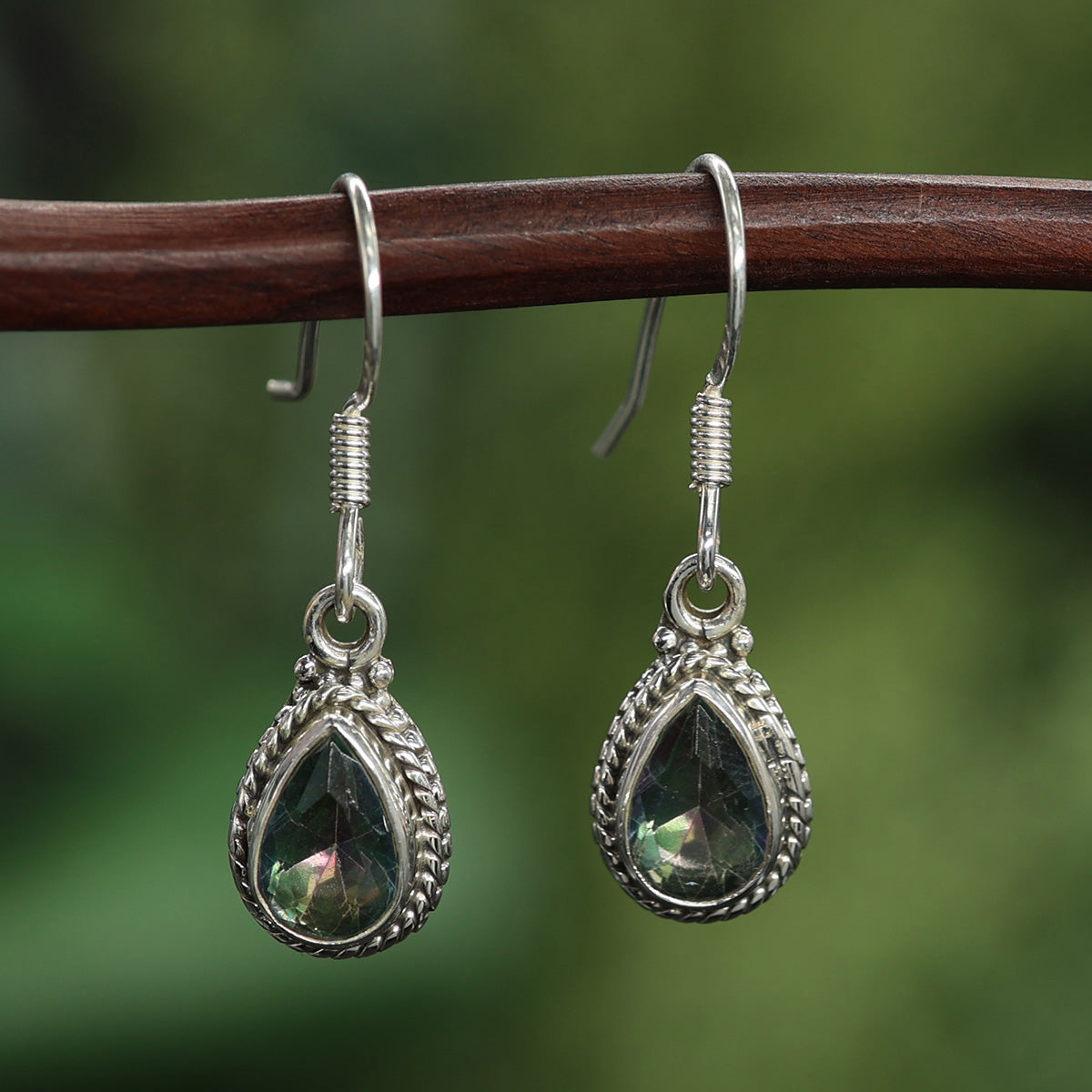 Magic Quarz Ohrschmuck Edelstein Ohrschmuck Ohrhänger 925er Silber