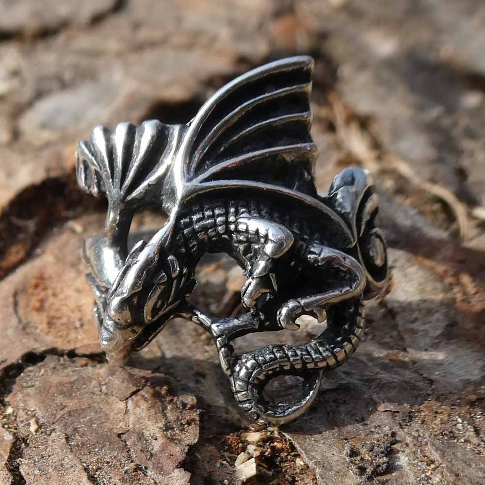 Feiner Drachen Ring Schmuck 925 Silbering Fantasy