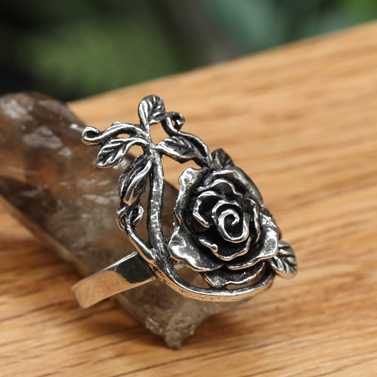 Rosenring Sterlingsilber lange Rose Damen Mädchen