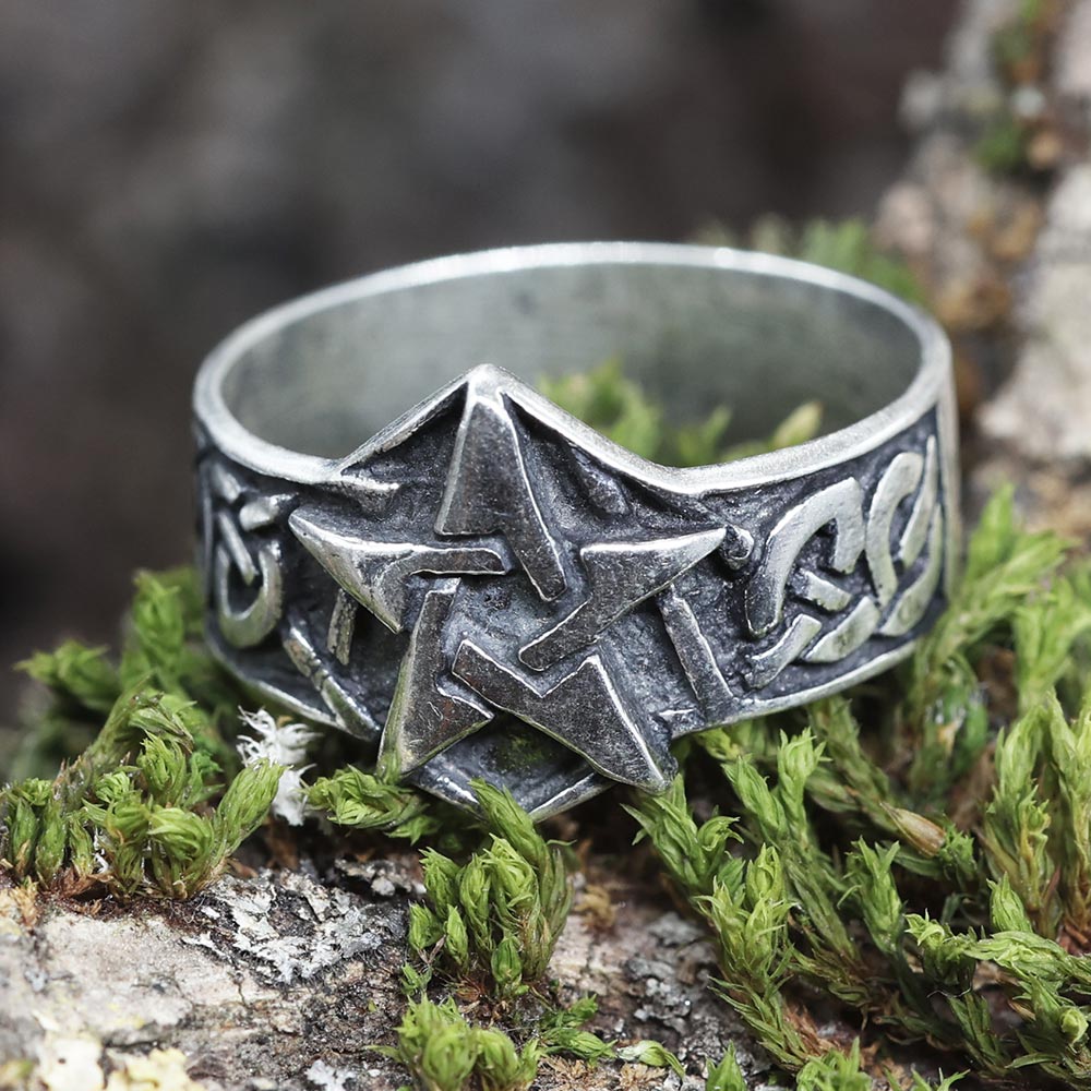 Pentagramm Ring Silber Damen Herren Gothic Schmuck