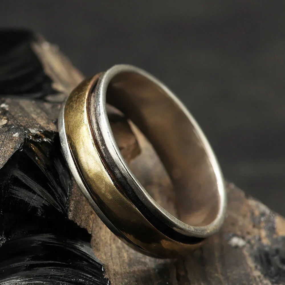 Ring Silber Partner Spinner Silberring drehbarer Innenring Silber Bronze