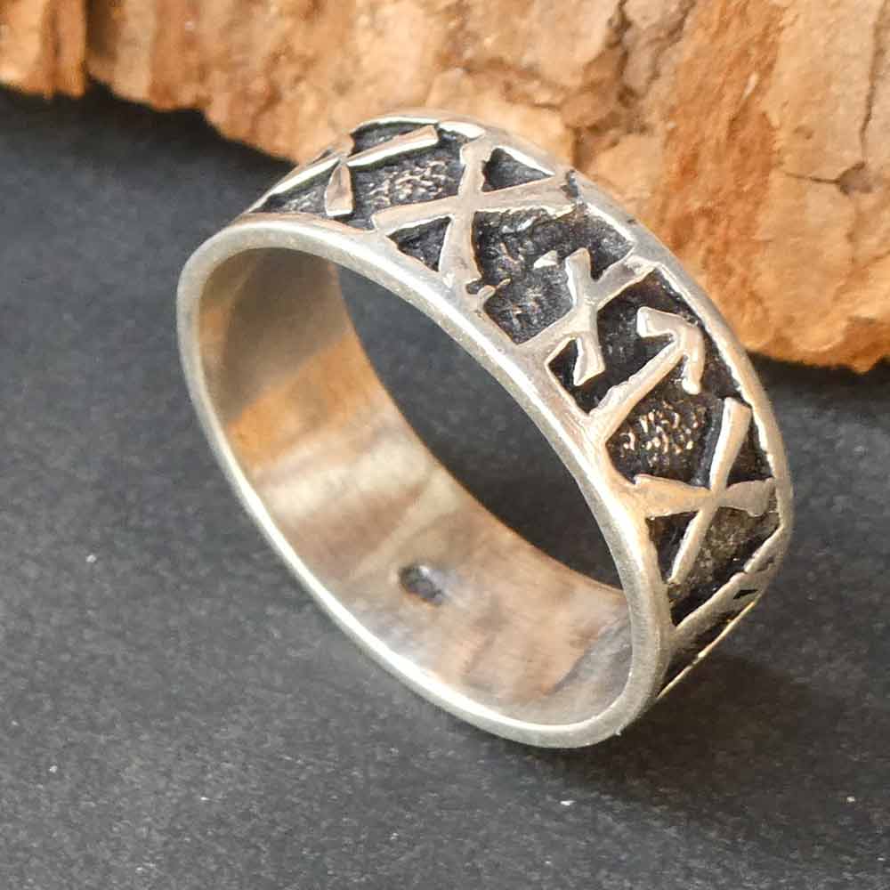 Wikinger Ring mit Runen 925er Silber älteres Futhark Schmuck