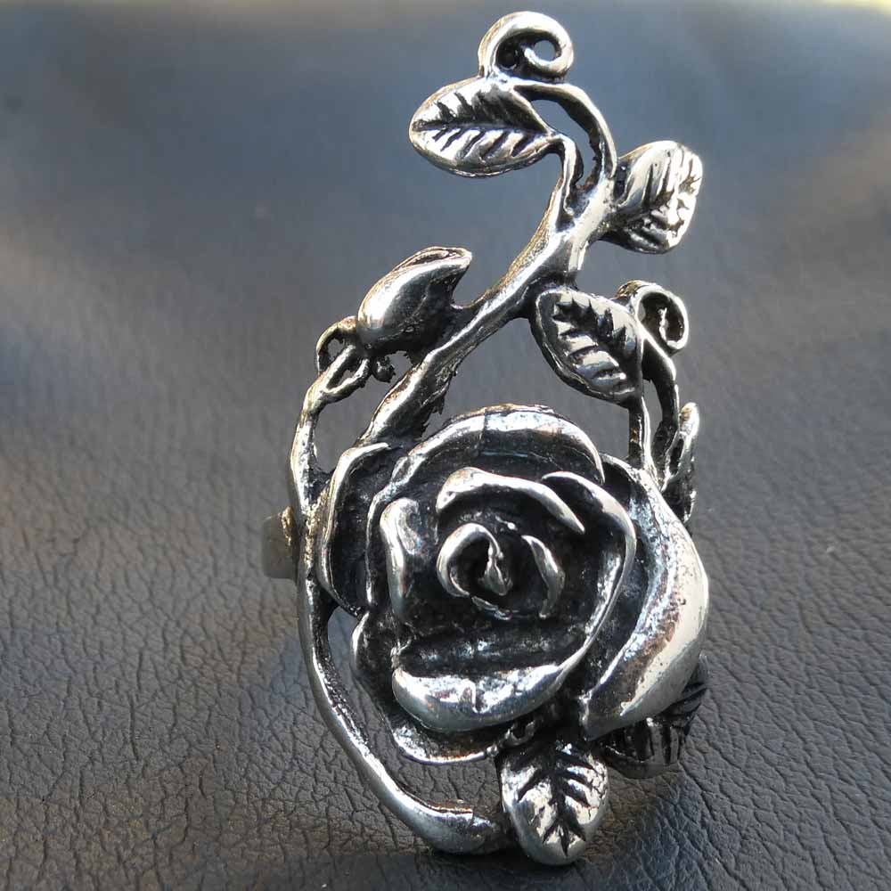 Rosen Ring Silber Gothic Schmuck
