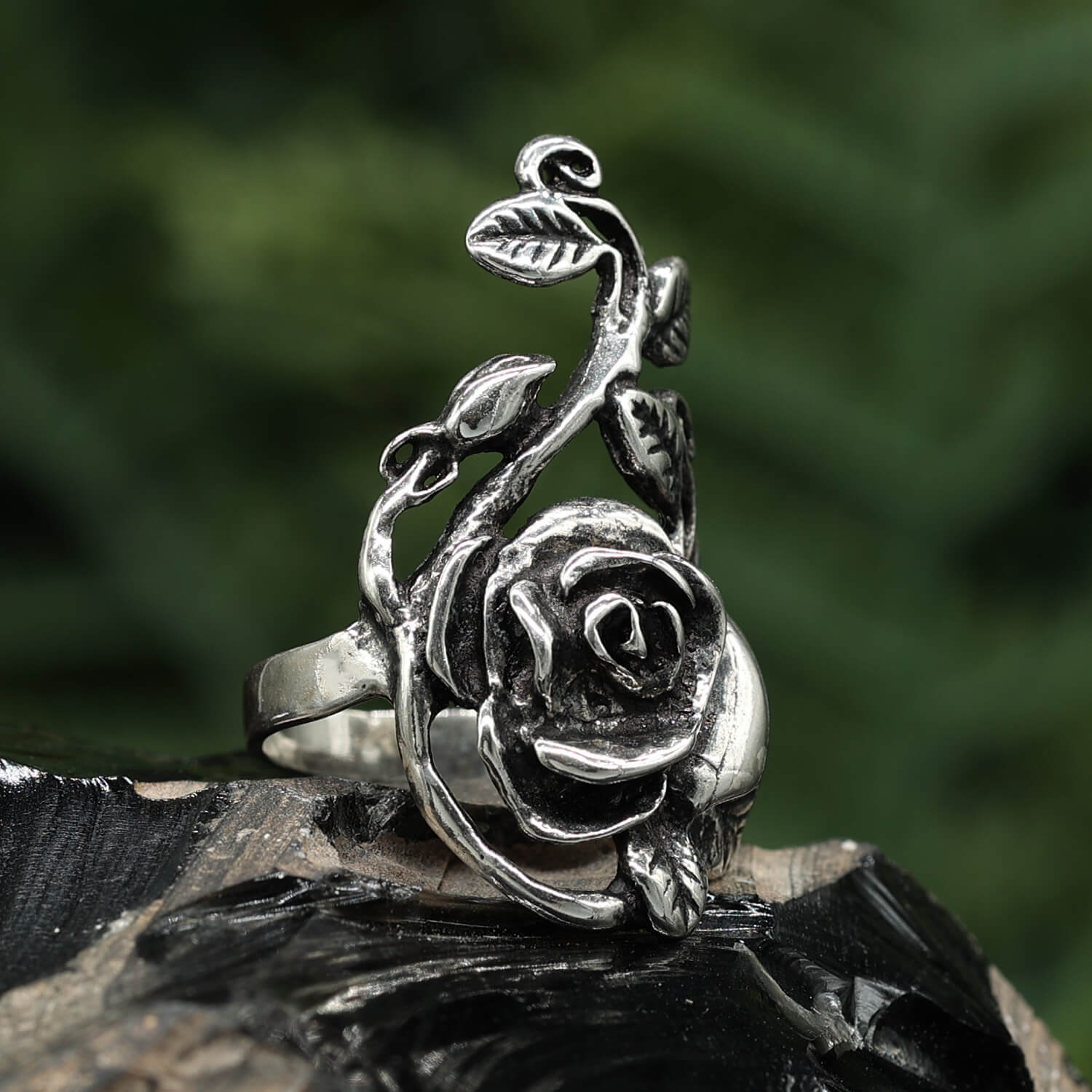 Rose Ring, Long Rose, Ladies'/Girls' Silver Ring, 925 Silver