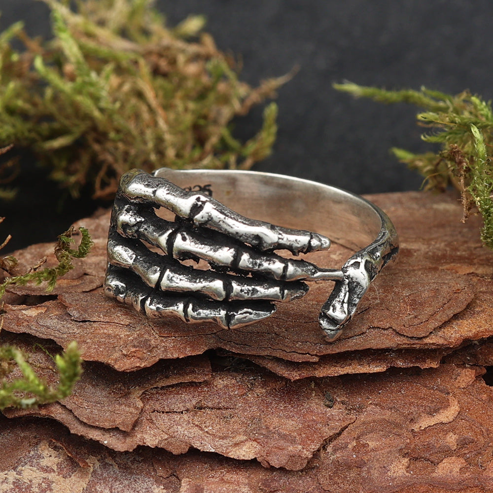 Skeleton Hand Ring Jewelry Gothic 925 Silver Bone