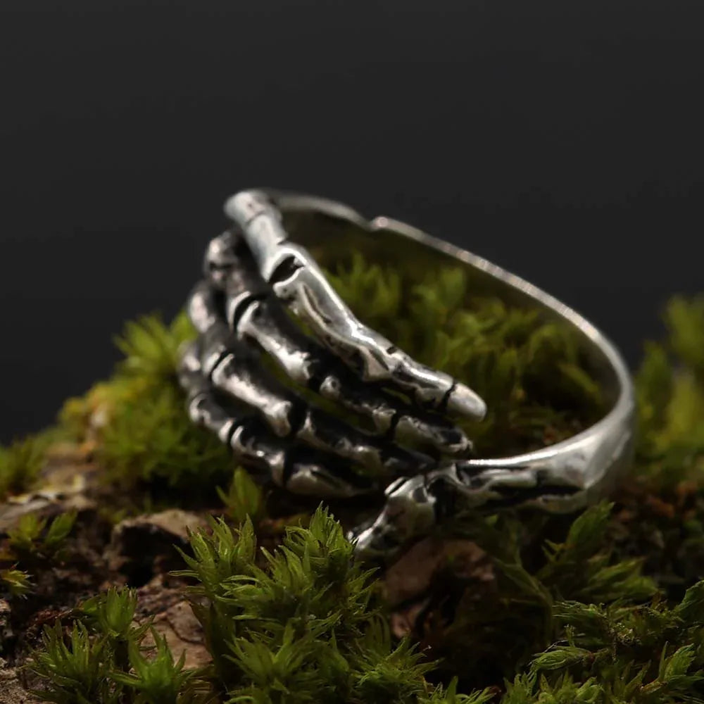 Skeletthand Gothic Schmuck Ring 925 Silber