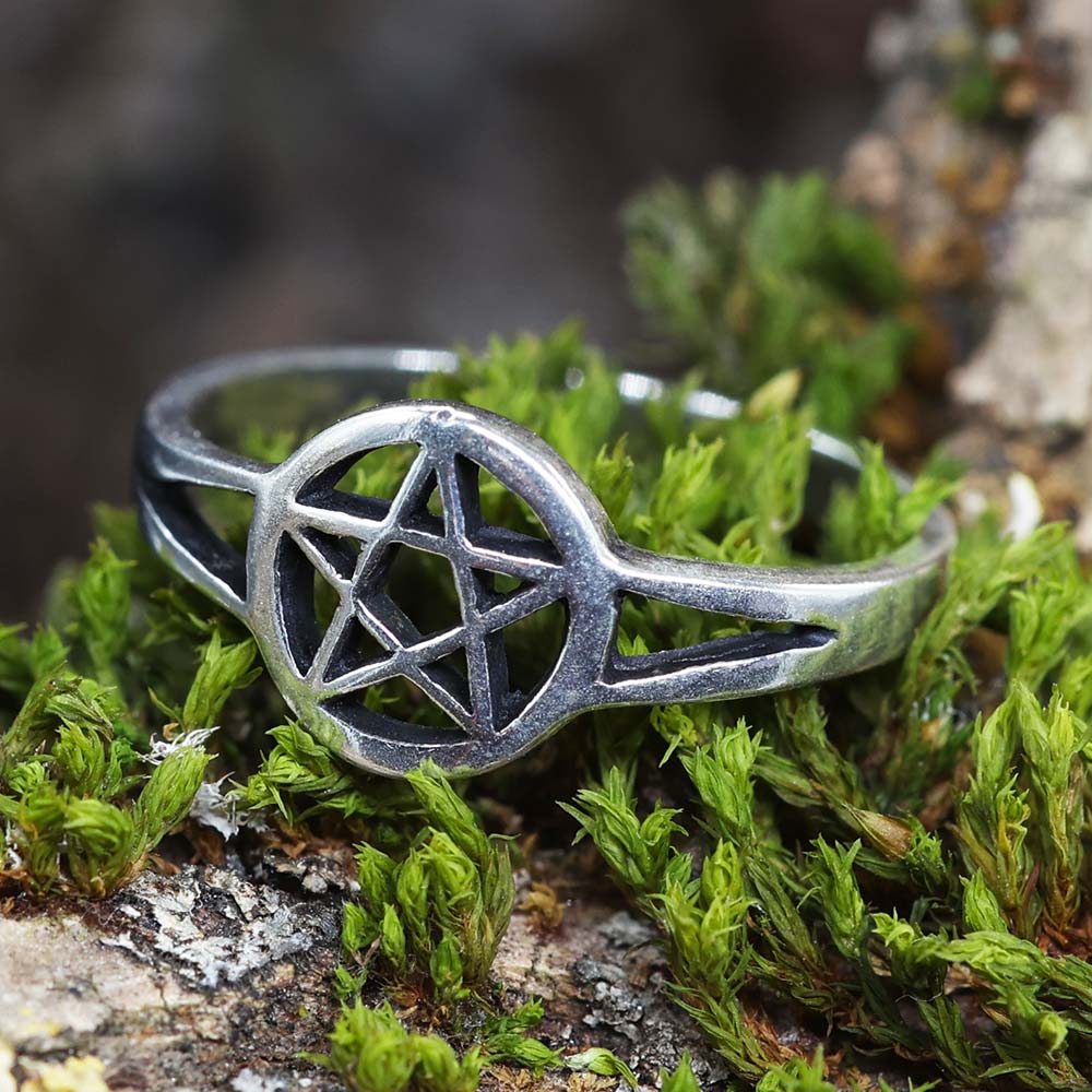 Pentagramm Ring Silber magischer Silberring Gothic Wicca