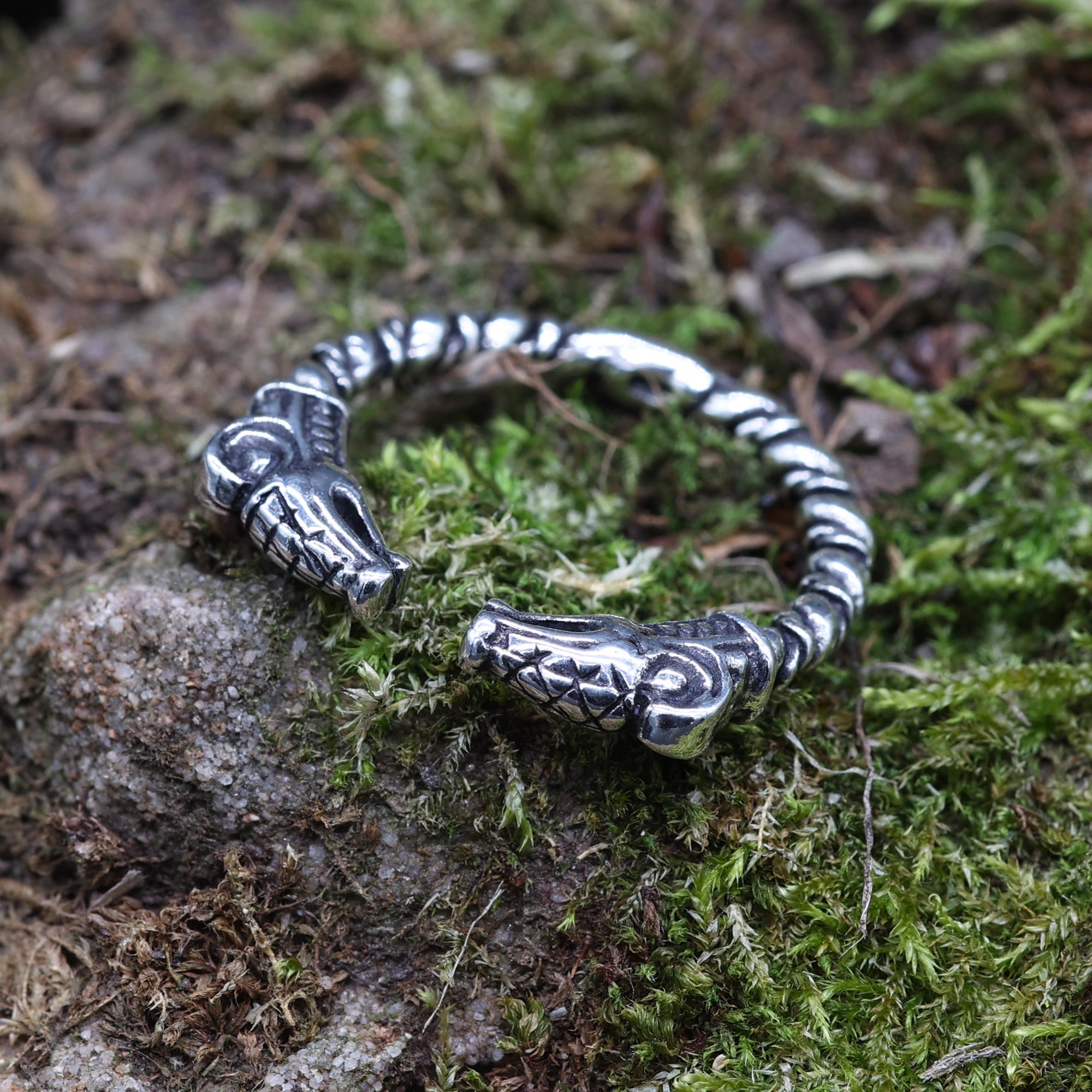 Wikinger Ring größenverstellbar 925 Silber Drache