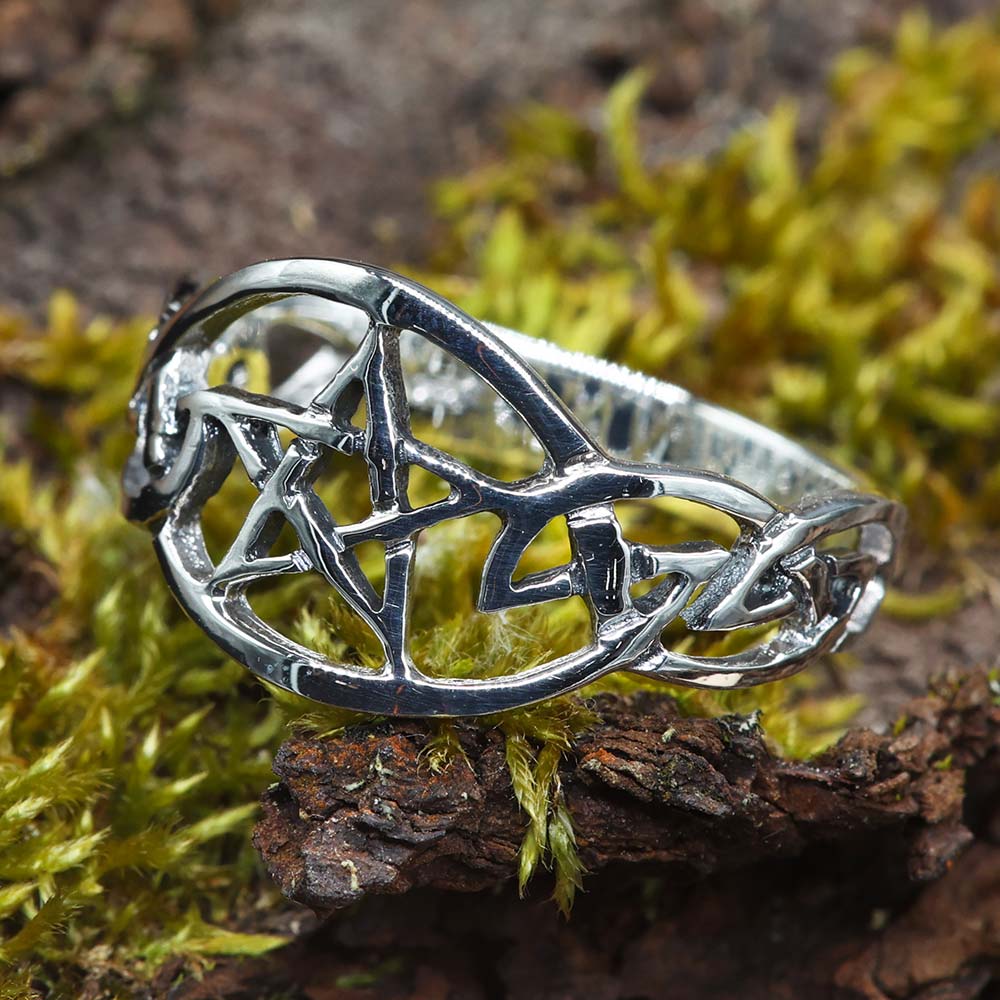 Pentagramm Ring zierlich Silber Gothic schmuck