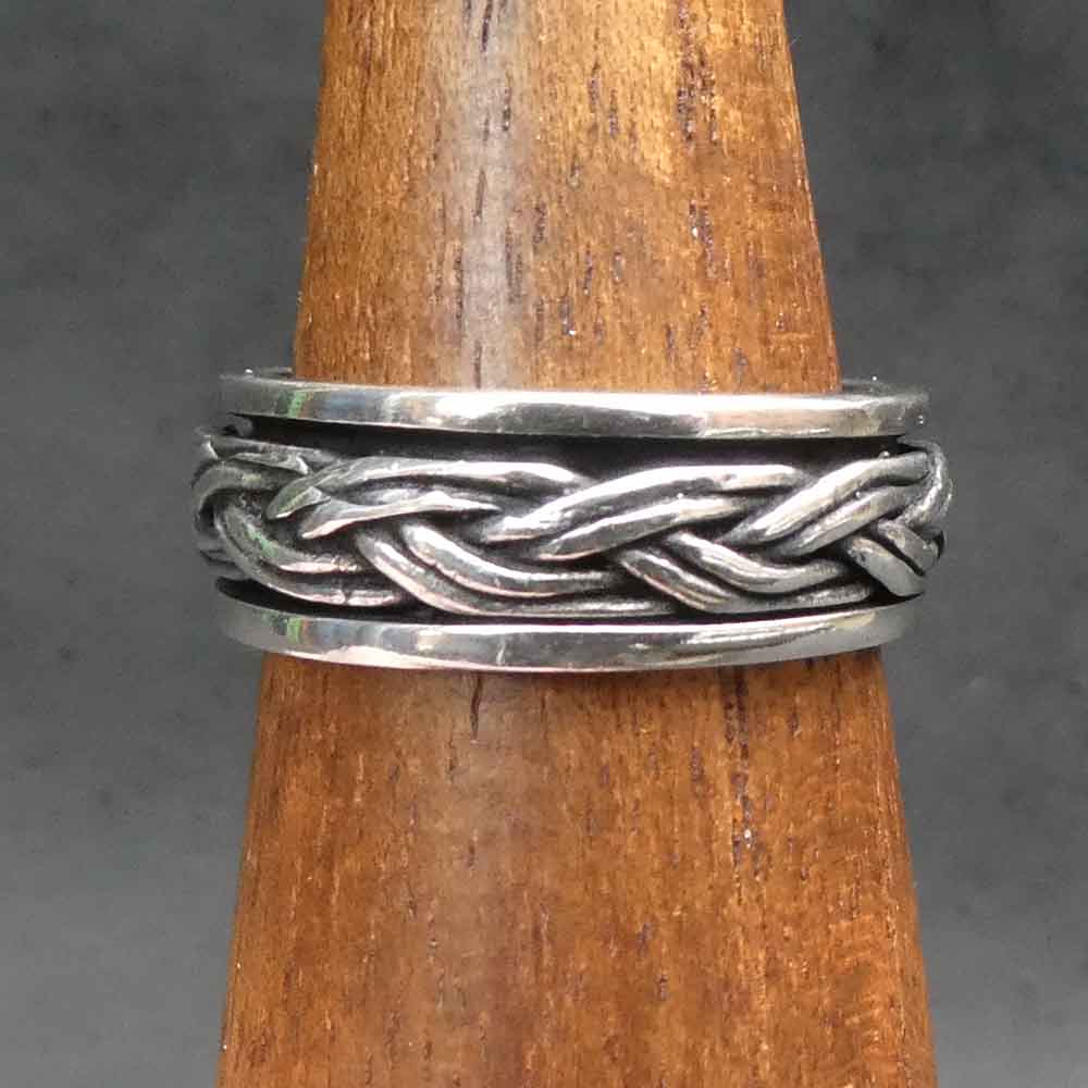 Spinner Silber Ring geflochten