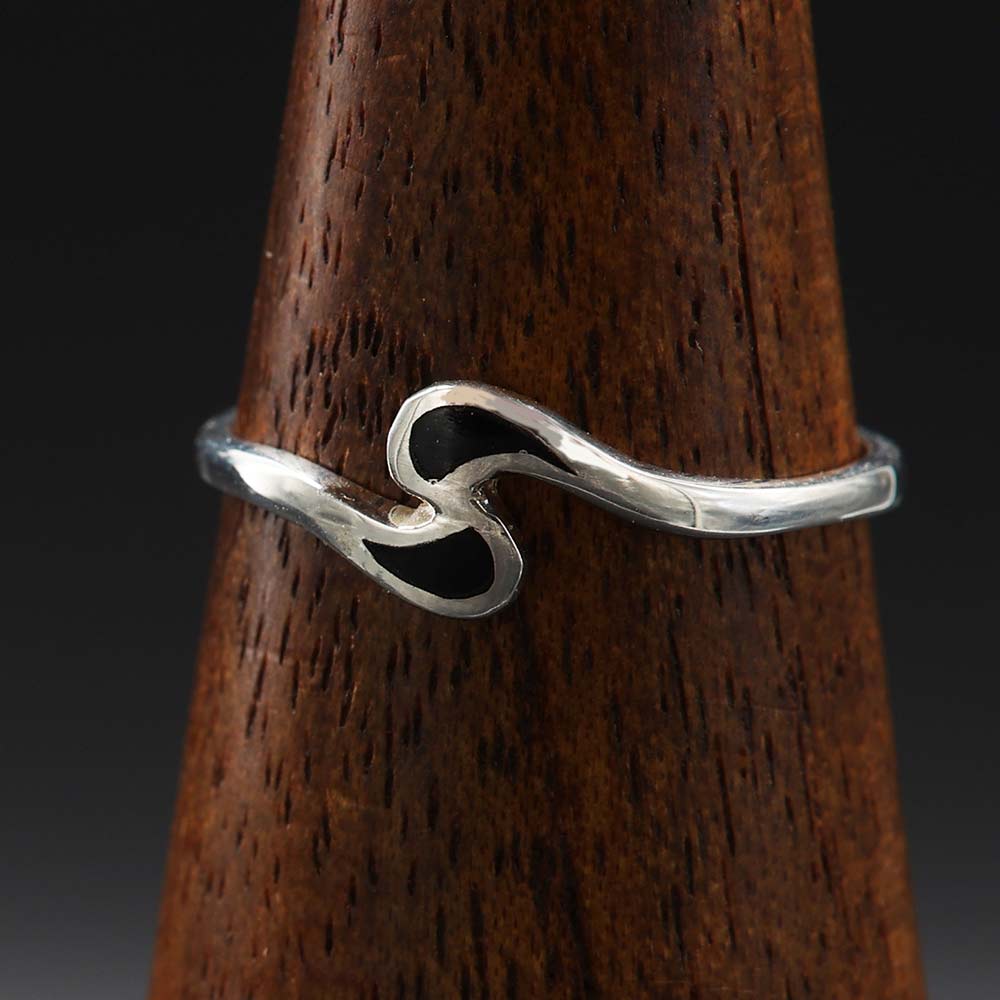 Zierlicher Damen Ring 925er Silber schwarzer perlmutt