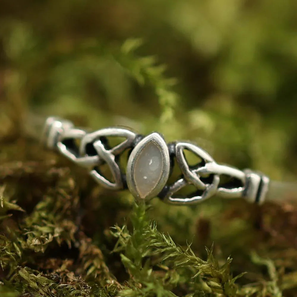 Ring Perlmutt 925 Silber keltisches Knotenmuster Damen Mädchen