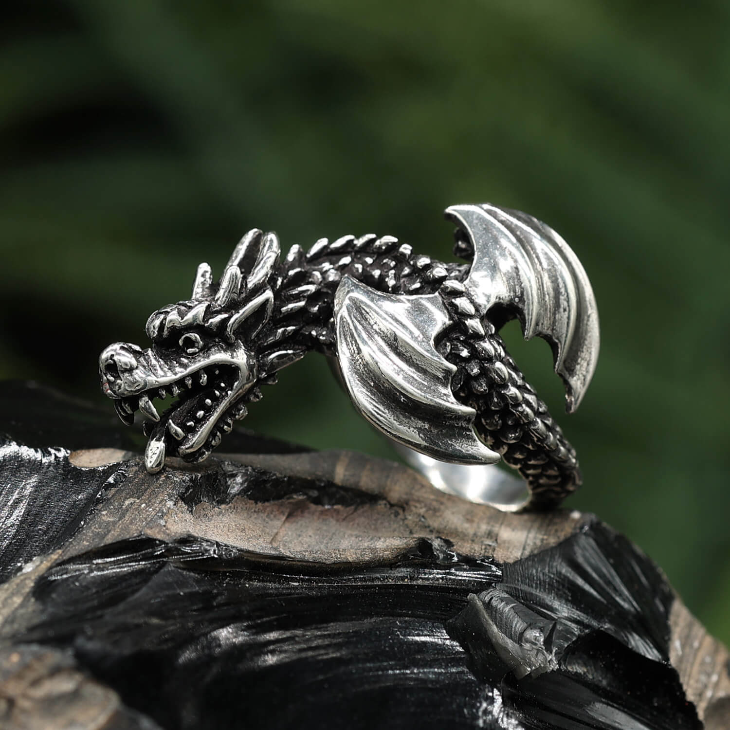 Drachen Damenring Silber Schmuck Ring Herren ausgefallenes Design