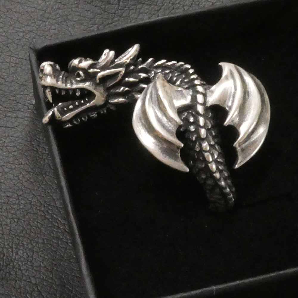 Drachen Ring Silber Larp Gothic