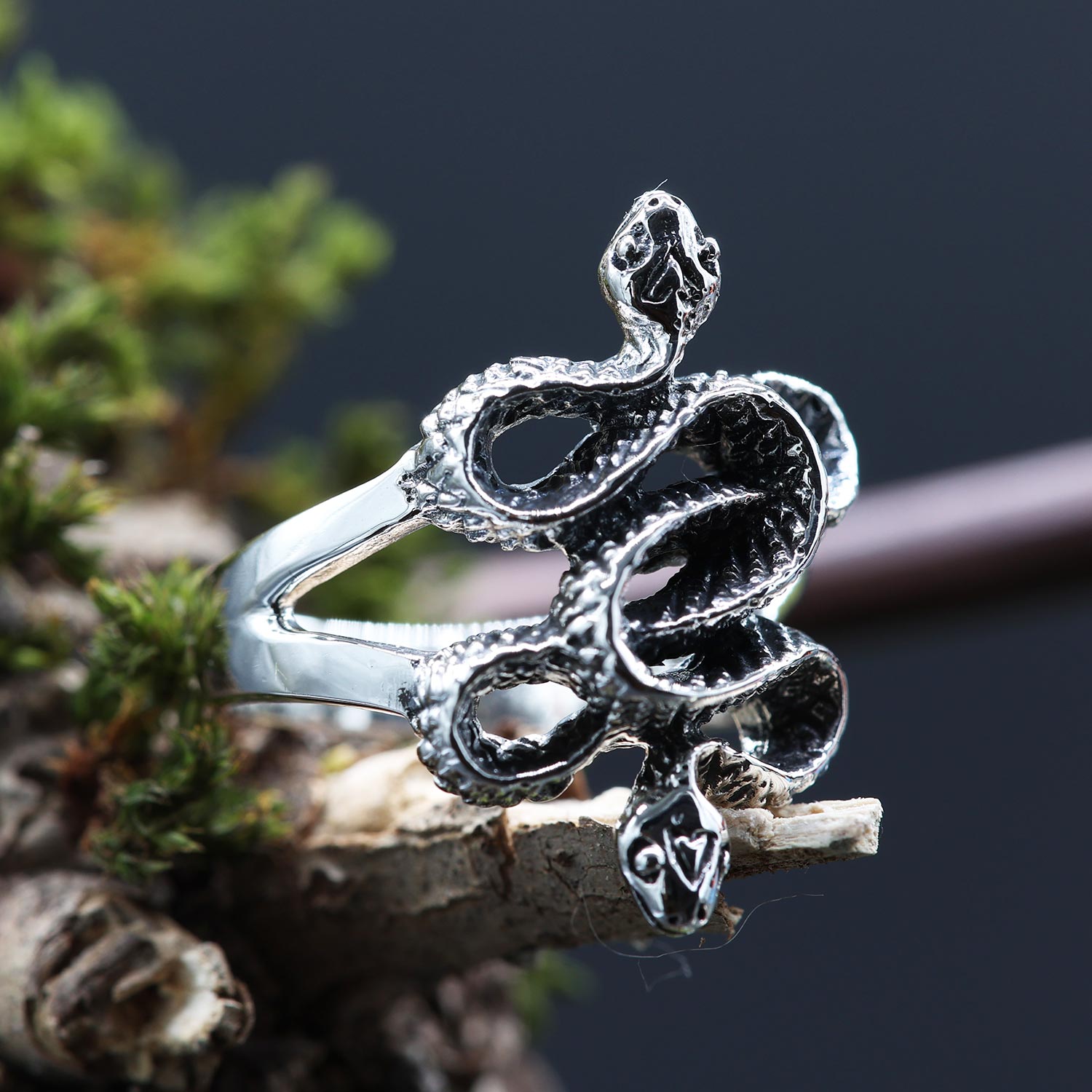 Silber Ring Schlangen auffälliger Silberring massiv